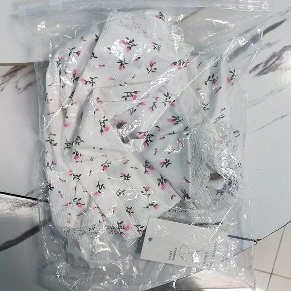 Cozy Cream Knit Loungewear Set Soft 2-Piece Pajama Suite Size M - Picture 2 of 7